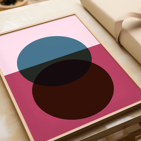 Abstract circles representing sunrise and sunset in modern poster design