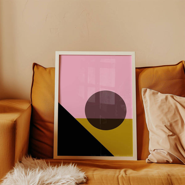 Bright colored artwork in Scandinavian style for tranquil room styling