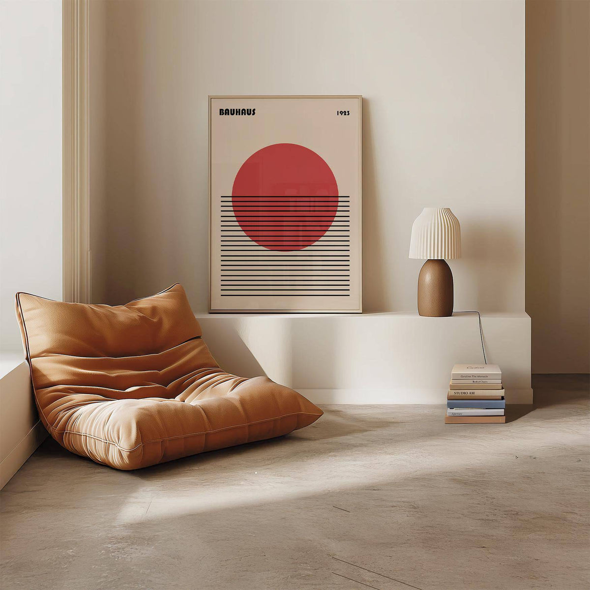 Sunset Monsoon geometric art print styled in a contemporary home