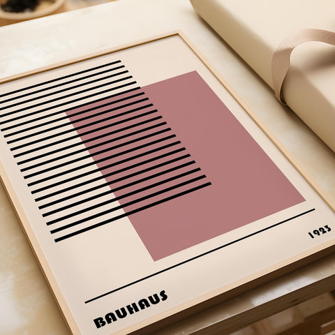 Modern Bauhaus wall art with clean lines and abstract forms