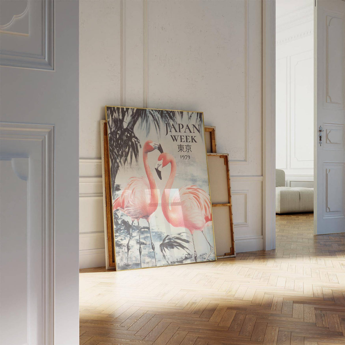 Framed wall print showing beauty and balance in prints of flamingos