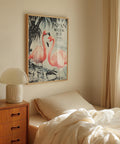 Traditional Japanese flamingo poster, ideal for bedroom and home office decor.