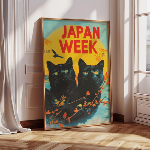 Vintage Japanese art poster for office or living room decor.