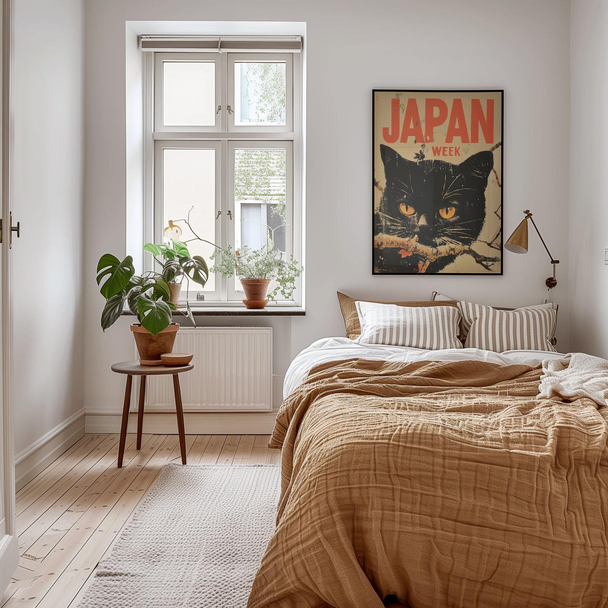Striking retro Japanese art with bold colour contrasts