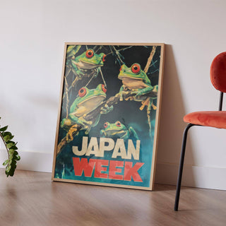 modern japanese frog prints with bold colours