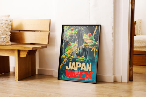 Bold frog animal poster for playrooms and living spaces.