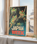 Japanese tree frog art poster for kids and nature lovers.