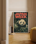 Vintage panda print for trendy living room.