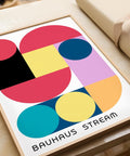 Minimalist geometric Bauhaus stream poster for modern spaces