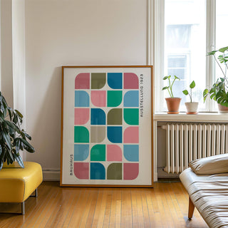 Abstract block colour wall art for modern interiors