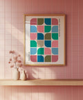 Colourful square pattern Bauhaus poster for living room