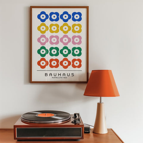 Vibrant Bauhaus wall art for living room decor