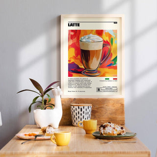 Espresso and milk blend illustrated in coffee artwork prints