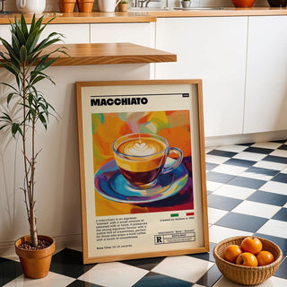 Bold coffee-themed artwork for kitchen or café decor