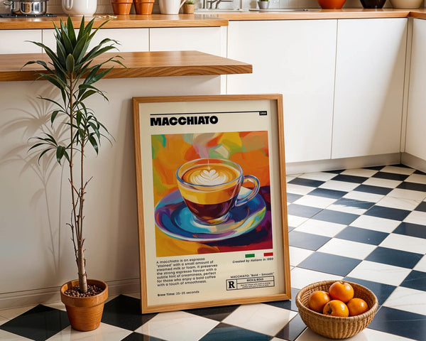 Bold coffee-themed artwork for kitchen or café decor