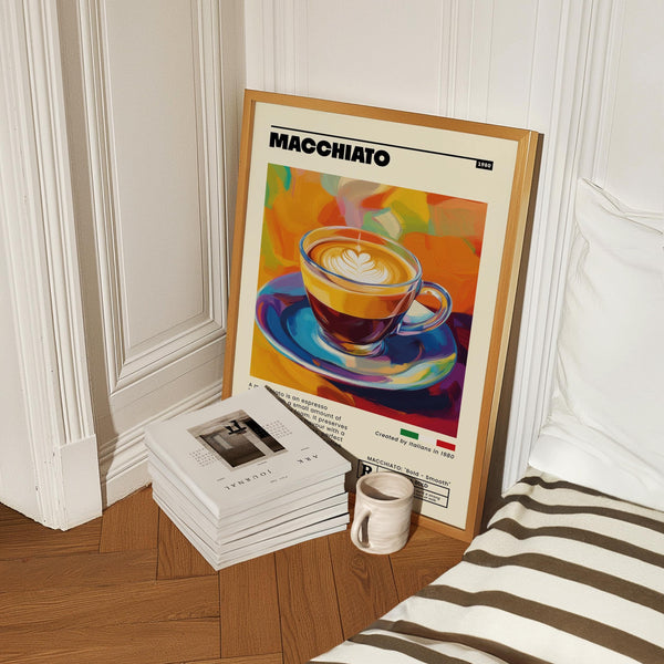 Artistic wall decor for coffee lovers featuring coffee poster