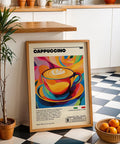 Colourful cappuccino coffee wall art for kitchen.