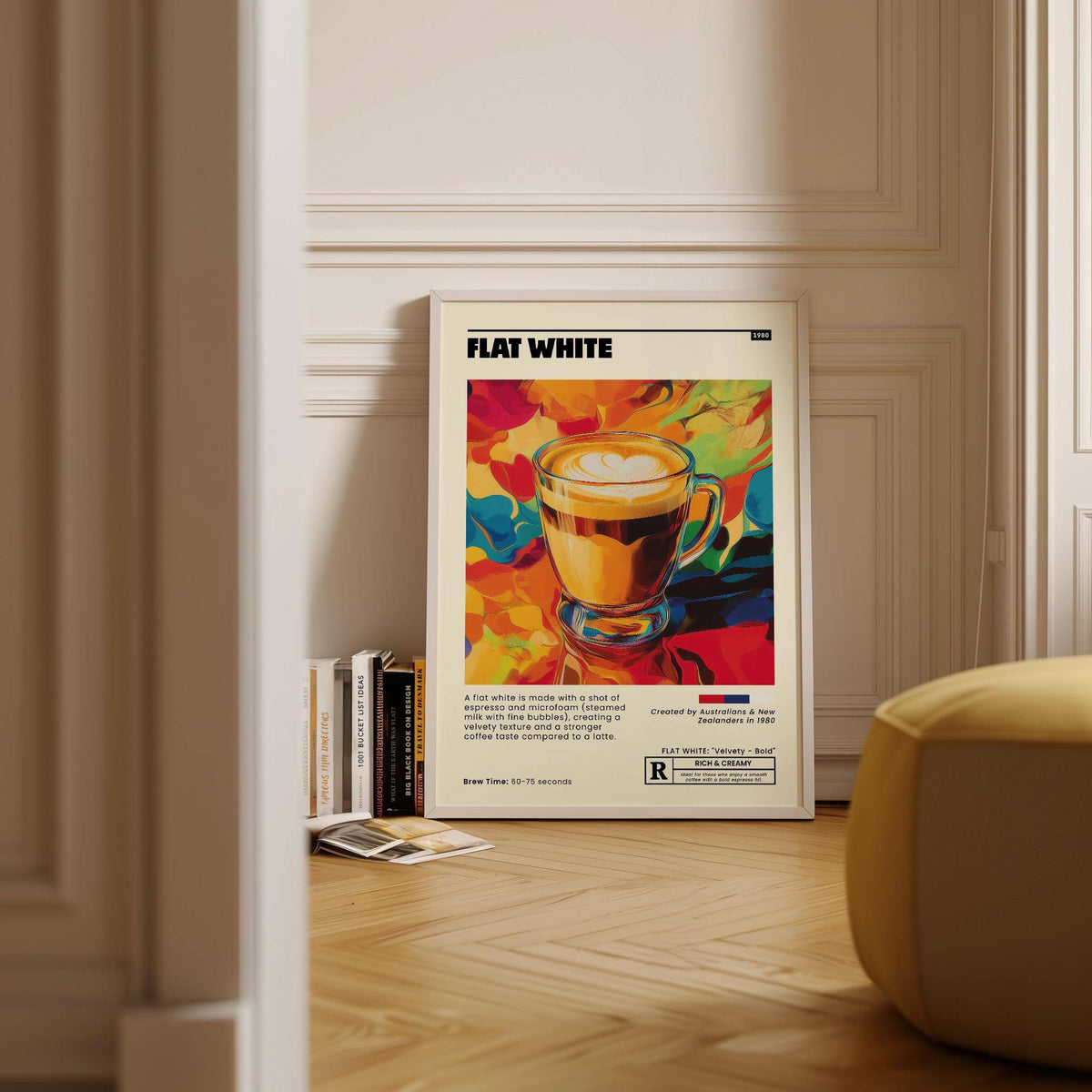 coffee shop wall art featuring abstract espresso patterns