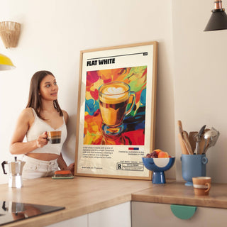 modern coffee shop wall art with vibrant colours