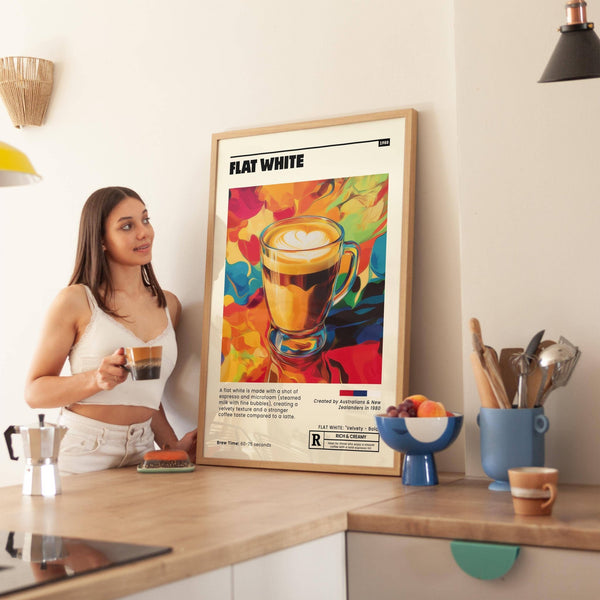 modern coffee shop wall art with vibrant colours