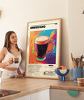 Bold coffee poster print for kitchen or dining room decor.