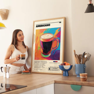 Vibrant coffee print for kitchen and café walls