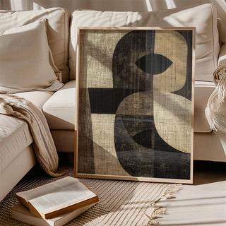 Living room with Wabi Sabi-themed large owl wall art display
