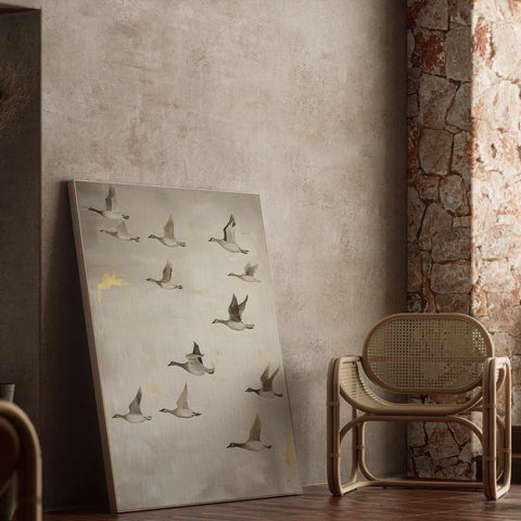 Wabi Sabi luxury art print with crane birds