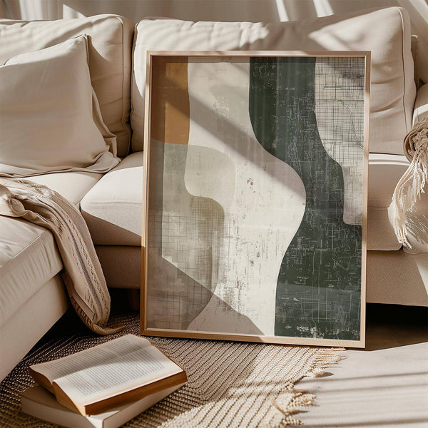 Calming abstract Wabi Sabi print ideal for peaceful interior settings


