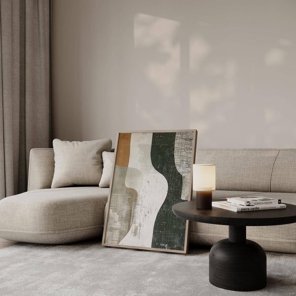 Elegant Wabi Sabi print with abstract map textures for living spaces

