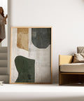 Japanese Wabi Sabi print in green and beige