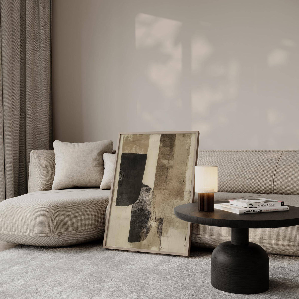 Muted color cream wall art for earthy minimalist room decor