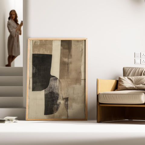 Neutral abstract art with textured effect