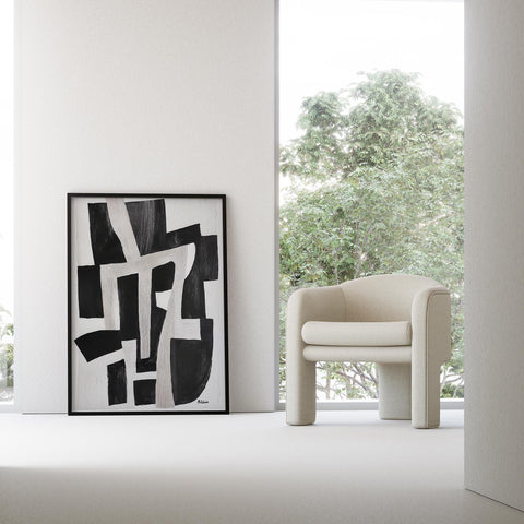 Modern abstract wall art with monochrome tones