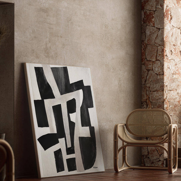 High-contrast abstract wall print in wabi sabi home decor collection