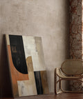 Contemporary geometric wall decor in warm tones