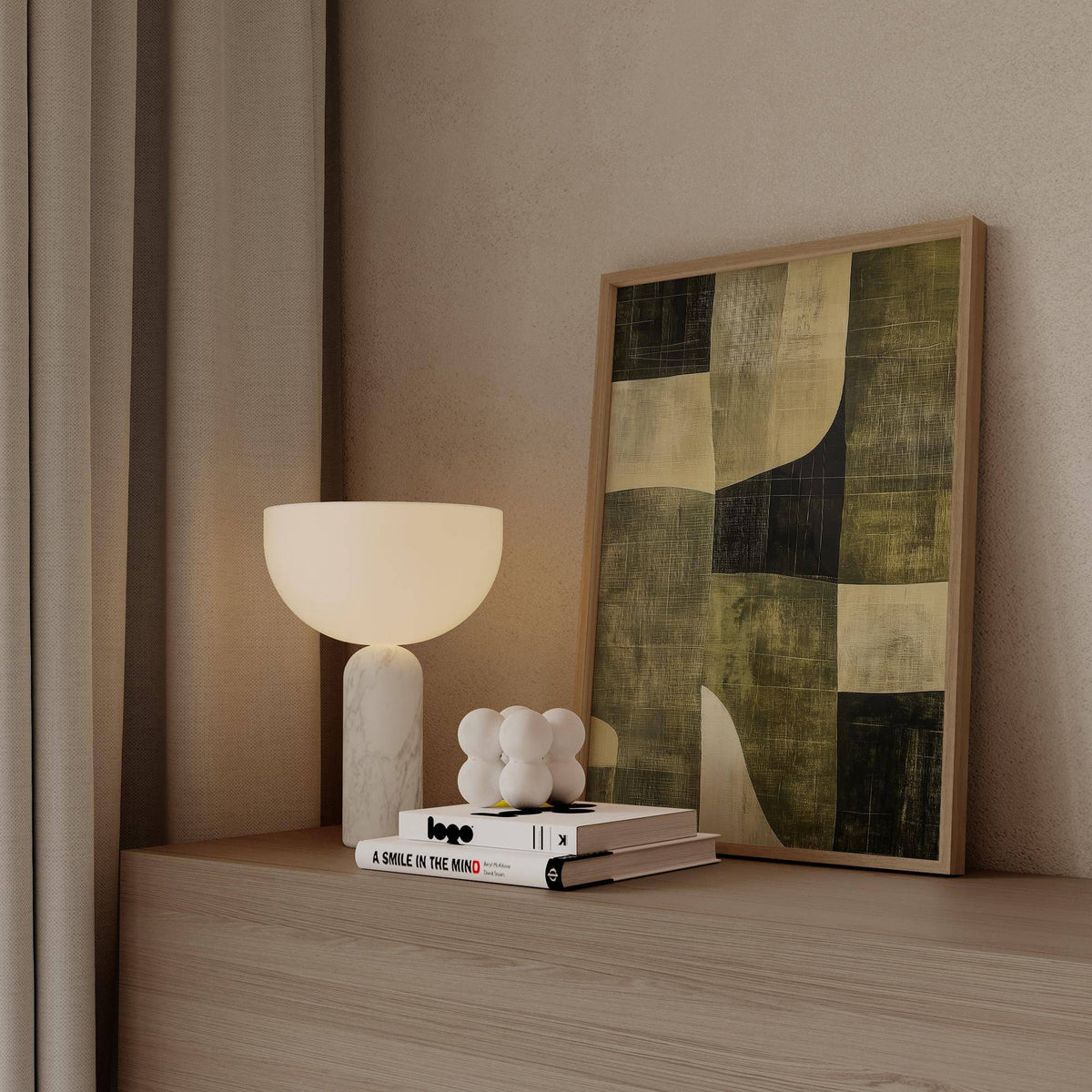 Textured print in premium quality from wabi sabi green series
