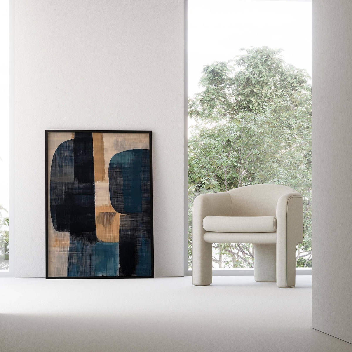 Abstract wall art capturing balance in wabi sabi painting theme