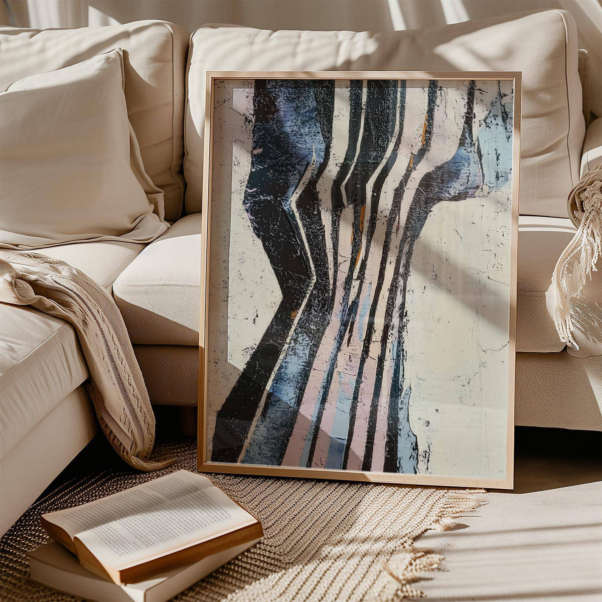 Abstract lines inspired by rock layers in wabi sabi art style