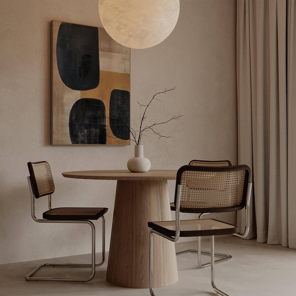 Earthy wall art print with soft geometric forms and neutral hues