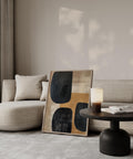 Black and ochre geometric wall art for serene decor