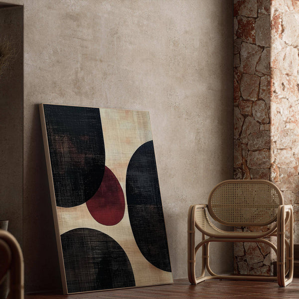 Clean and modern wall art abstract piece with large circular forms