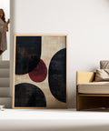 Large abstract wall art with a pop of red