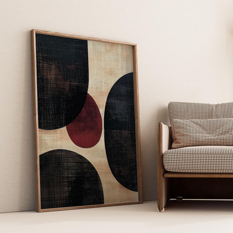 Bold Essence abstract wall art in black, beige, and red