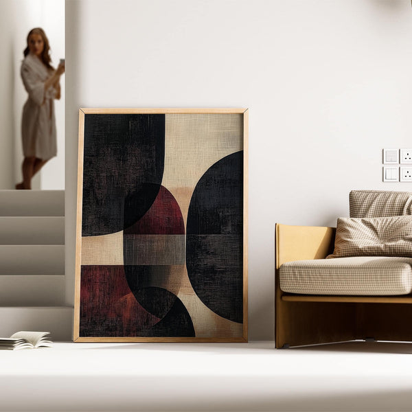Beige and earthy abstract shapes featured in wall posters for living room