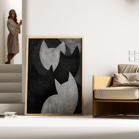 Minimalist abstract cat print for cat lovers