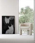 Japanese-inspired cat wall art in modern style