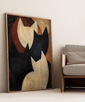 Vintage Wabi Sabi cats wall art in earthy tones