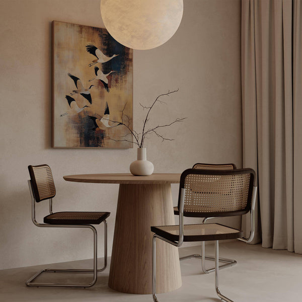 bird wall art in soft pastel tones