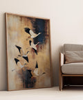 Japanese crane wall art with Wabi Sabi aesthetic